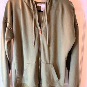 Olive Green Zip-Up Hoodie Size Large